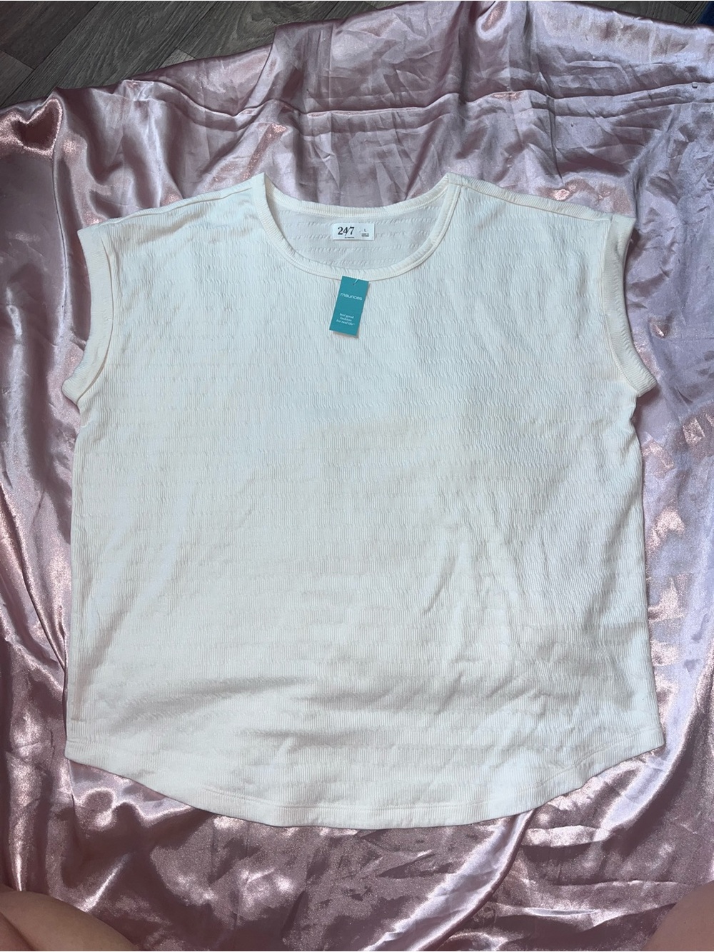 Maurices Cream Textured Sleeveless Knit Tank